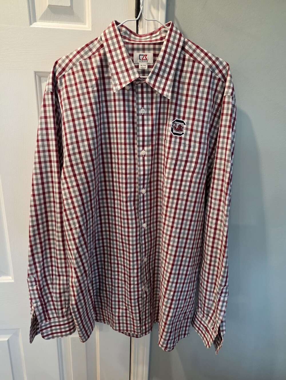 Cutter & Buck South Carolina Gamecocks Shirt Mens XL Long Sleeve Gingham Plaid